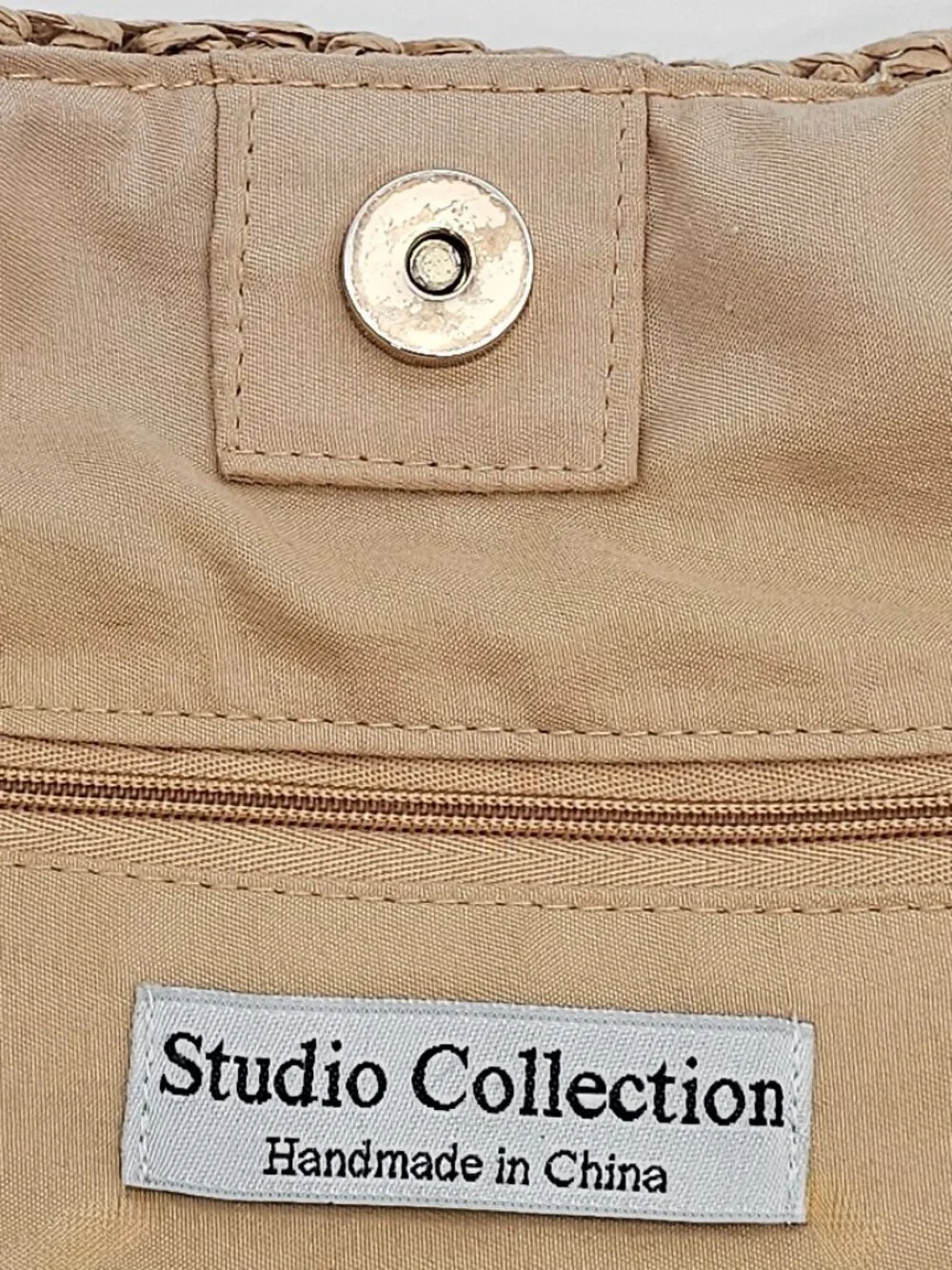 Studio Collection Woven Straw Beach Tote Bag Brown Tan